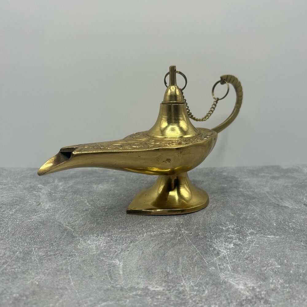 Aladdin Magic Lamp Solid Brass Genie Oil Lamp Indian Home Decor Antique Collecti
